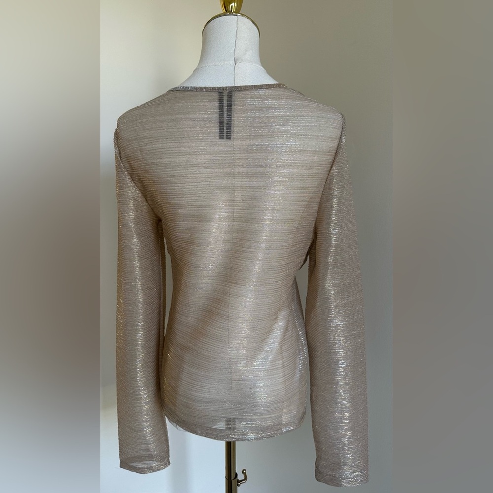 NWOT- Anthropologie Metallic Long Sleeve Top- Medium - Picture 4 of 8